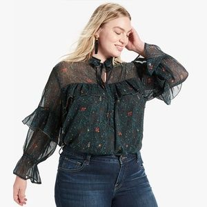 NWT LUCKY BRAND High Neck Long sleeve  Blouse